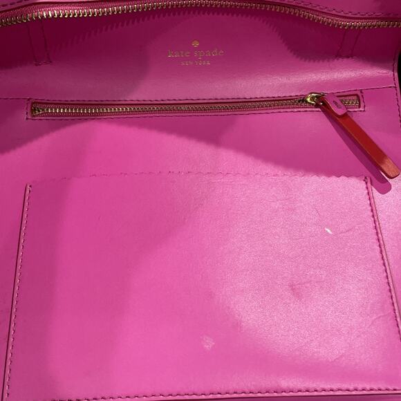 KATE SPADE Large Tote Pink Horizon Saffiano Leather Serrated Edge Pre-Loved - Picture 7 of 15
